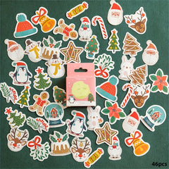 46pcs Merry Christmas Box Stickers Scrapbooking Label Diary Stationery