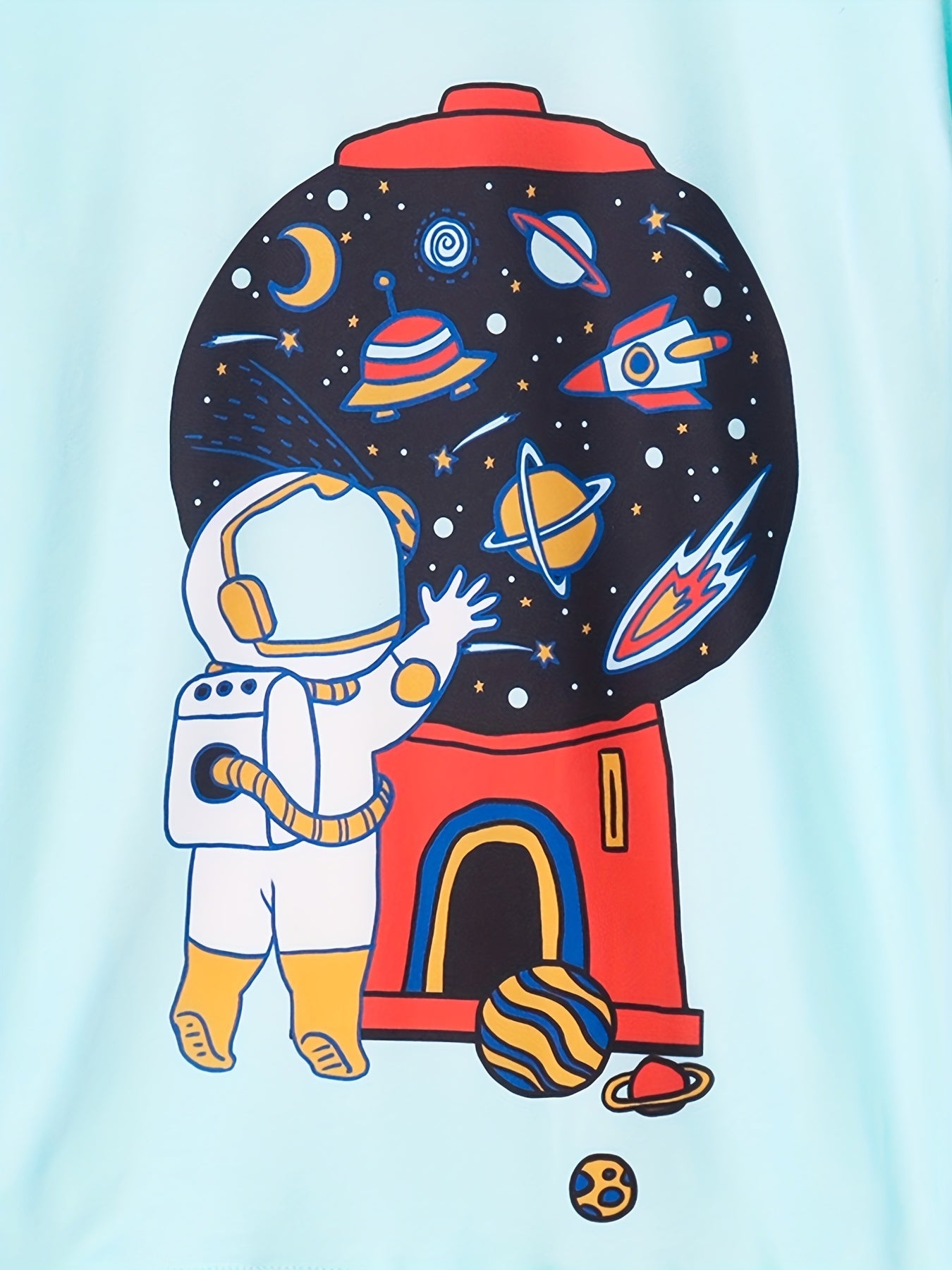 Kids Astronaut Print Pajama Set Short Sleeve Top & Shorts