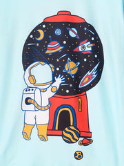 Kids Astronaut Print Pajama Set Short Sleeve Top & Shorts