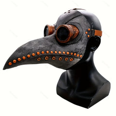 Furry Mask Plague Doctor Halloween Costume Props Leather Masks Adults