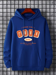 Men's Good Date Print Hoodie Casual Breathable Drawstring Hooded Sweatshirt