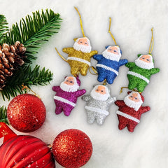 6pcs Golden Santa Claus Christmas Tree Decoration Small Pendant