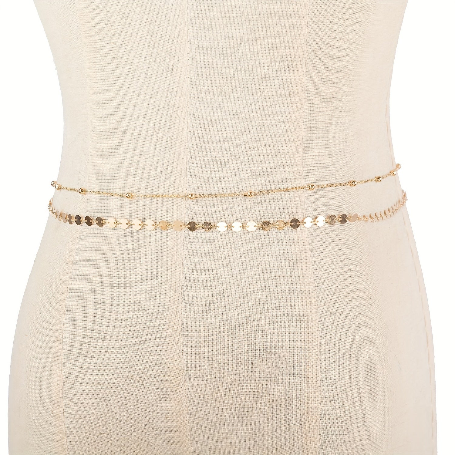 Boho Sequin Beads Sparkly Belly Chain Double Layer Waist Chain