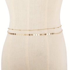 Boho Sequin Beads Sparkly Belly Chain Double Layer Waist Chain