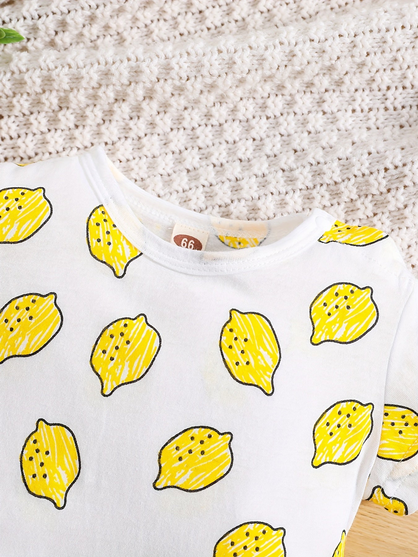 Summer Lemon Printed Cotton Jumpsuit for Infants