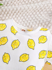 Summer Lemon Printed Cotton Jumpsuit for Infants