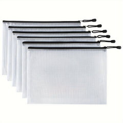 Plastic Mesh Zipper Bags for School Office Supplies - Set of 6 or 12