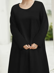 Solid Long Sleeve Loose Fit Maxi Dress
