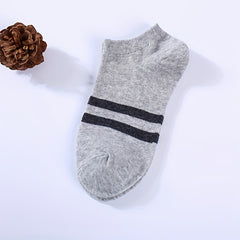 Men's Solid Striped Liner Anklets Socks Breathable Soft Sweat Absorbent