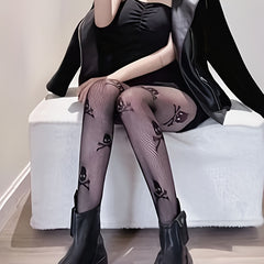 Skull Fishnet Tights High Waist Mesh Pantyhose Women's Stockings