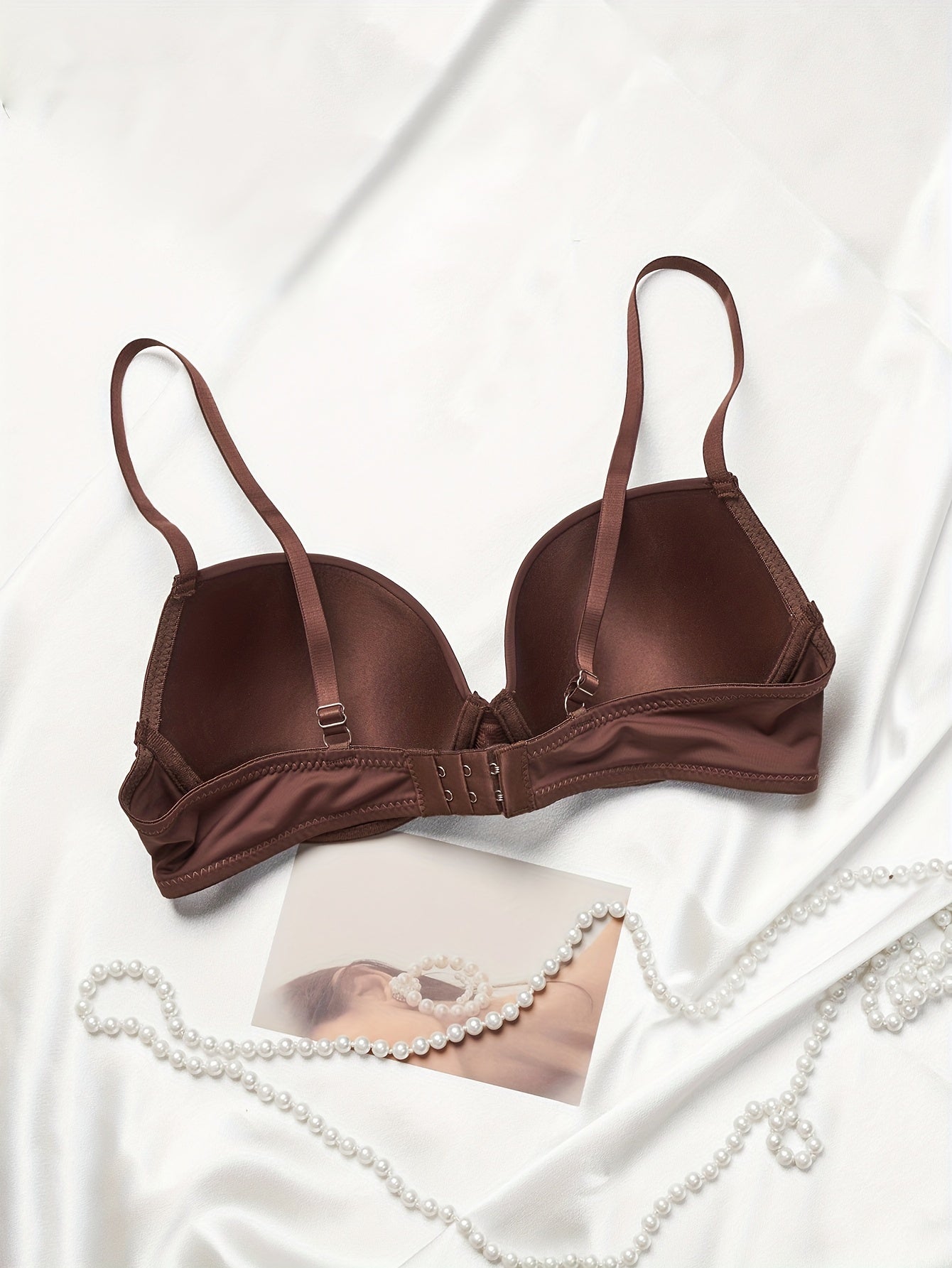 2pcs Solid T Shirt Bras Comfy & Breathable Push Up Bra Women's Lingerie