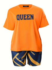 2-Piece Set Women's Top & Shorts Geometric Print Casual Outfit