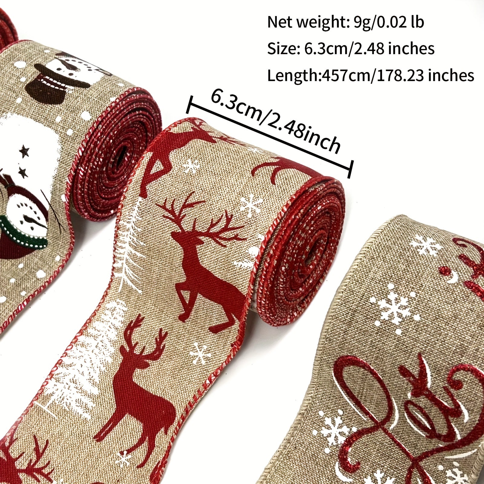 Christmas Wired Burlap Ribbon - Red Ribbon for Christma