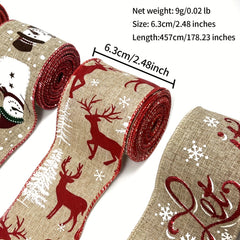 Christmas Wired Burlap Ribbon - Red Ribbon for Christma
