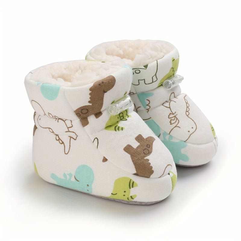 Baby Boys Cartoon Comfortable Boots Soft Warm Plus Fleece Boots Indoor Walking
