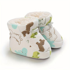 Baby Boys Cartoon Comfortable Boots Soft Warm Plus Fleece Boots Indoor Walking