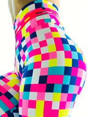 Checkerboard Print High Waist Yoga Legging Women's Activewear