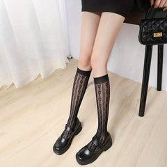 Heart Pattern Calf Socks Sweet Lolita Lace Knee High Socks Women's Stockings