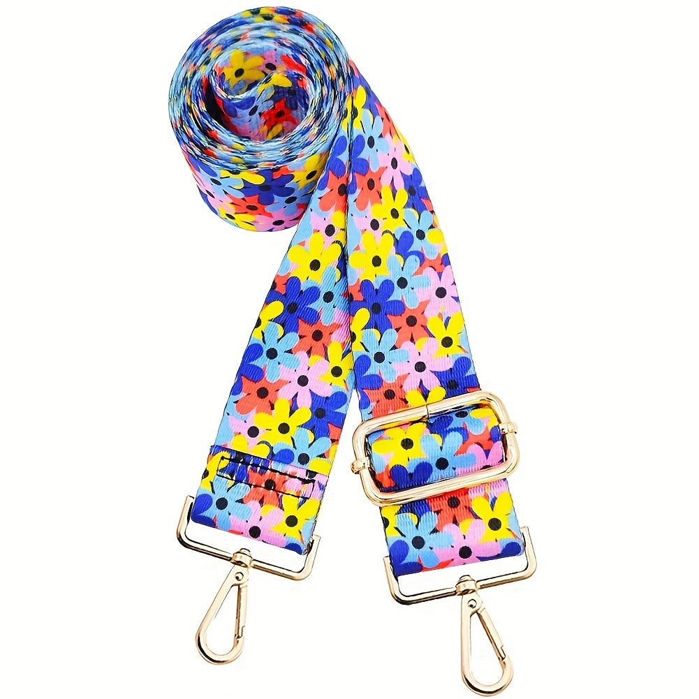 Colorful Retro Flower Pattern Bag Strap Replacement Wide Shoulder Bag Strap