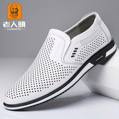 LAORENTOU Men's Slip On Leather Formal Shoes Business Non Slip Shoes