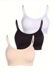 3 Pack Seamless Sports Bra Set Plus Size High Stretch Comfort Wireless Yoga
