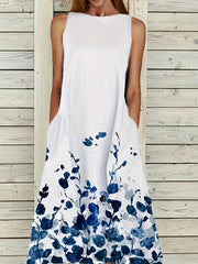 Floral Print Tank Dress with Pockets