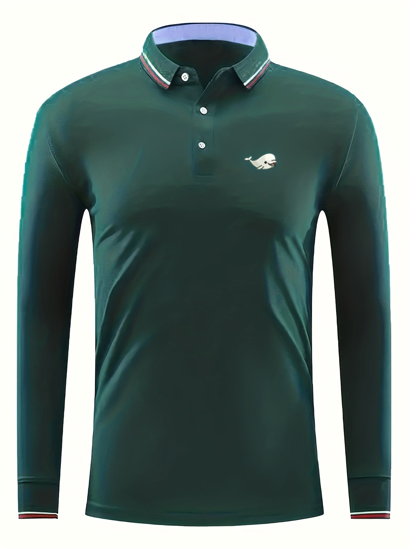 Men's Vintage Dolphin Print Polo Shirt Casual Slightly Stretch
