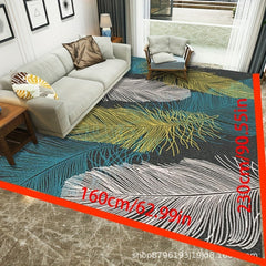 Abstract Leaves Area Rug 25'X7 55' TPR Anti-slip Backing Washable