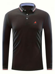 Fox Chest Pattern Men's Custom Fit Long Sleeve Polo Shirt
