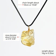 Kids Irregular Stone Pendant Leather Rope Necklaces