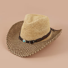 Vintage Jazz Hat with Faux Jade Belt Straw