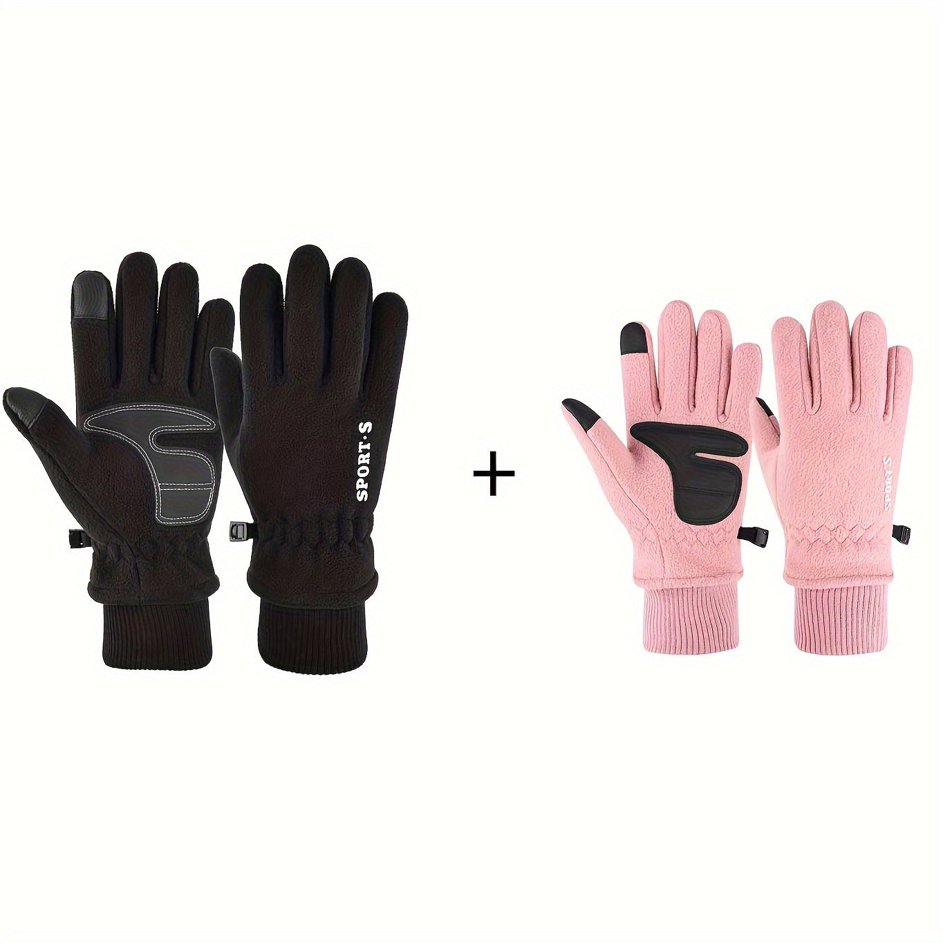 2 Pairs Windproof Fishing Gloves Full Finger Winter Warm Anti-Slip Gloves