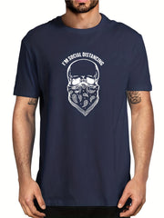 Men's Social Distancing Letter Print T Shirt for Summer