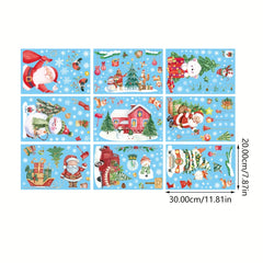 Watercolor Santa Claus Elk Christmas Window Stickers