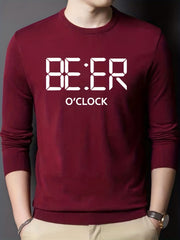 BEER Print Knitted Sweater Men's Pullover
