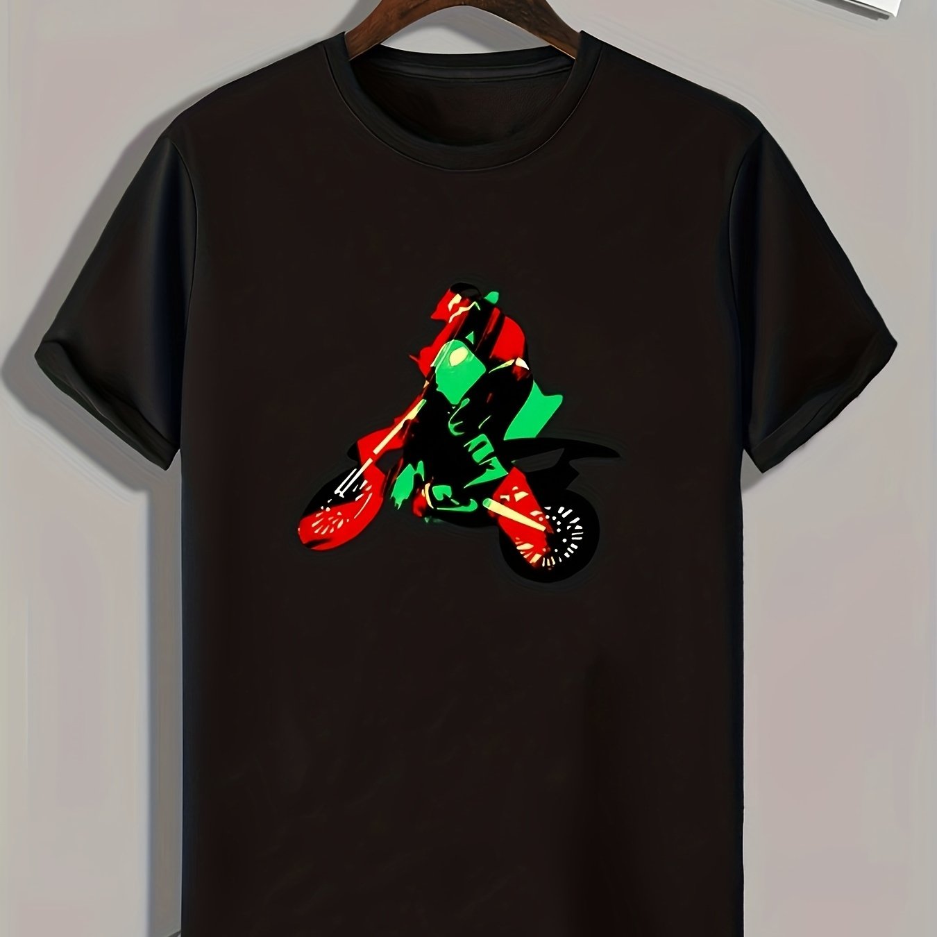 Biker Pattern Print Men's Sports T-Shirt