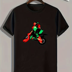 Biker Pattern Print Men's Sports T-Shirt