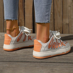 Women's Faux Leather Skate Shoes Non Slip Low Top Casual Walking Shoes