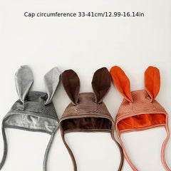 Baby Striped Rabbit Ear Cap For Spring And Autumn 33cm