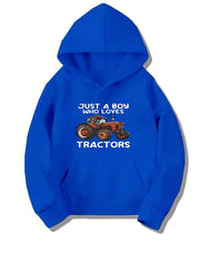 TRACTOR Letter Print Boys Hooded Sweatshirt
