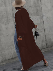 Solid Lantern Sleeve Open Cardigan