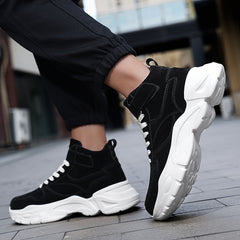 Men's High Top Chunky Shoes Comfy Non Slip Lace Up Casual Sneakers