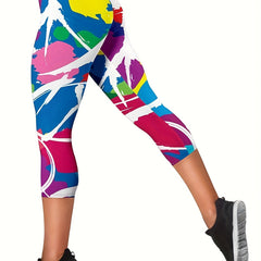 Abstract Print Skinny Capris Leggings Women's Clothing