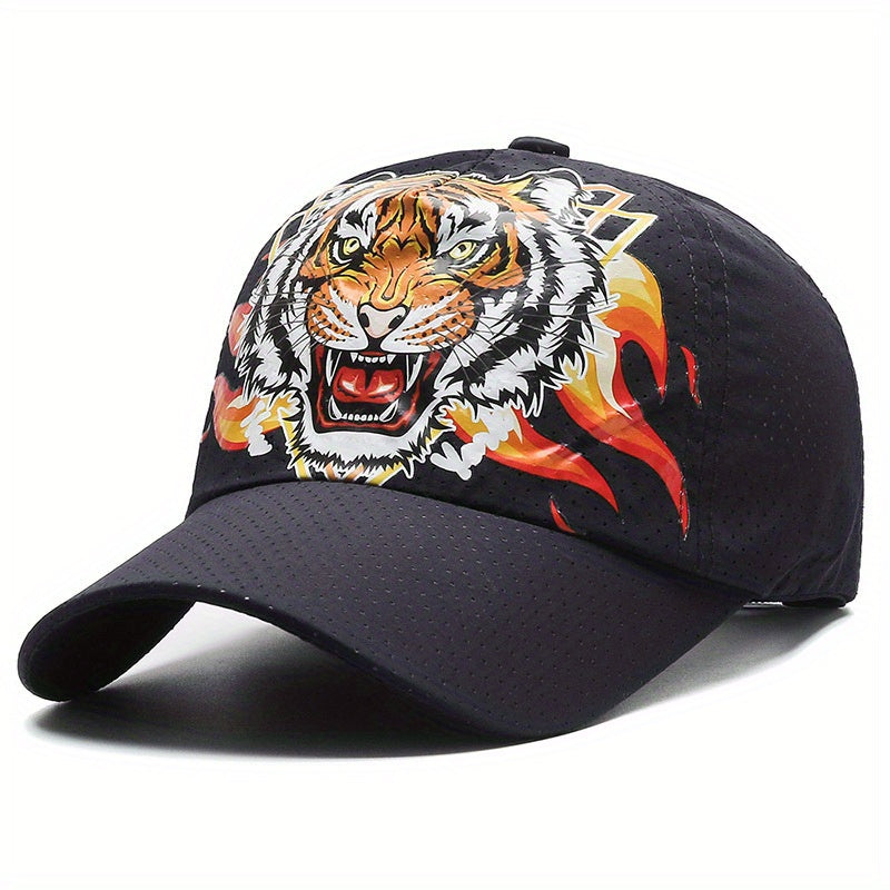 Tiger Head Print Sun Protection Cap Quick Drying Breathable Hat