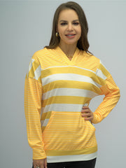 Women's Striped Hoodie Block Hooded Sweatshirt