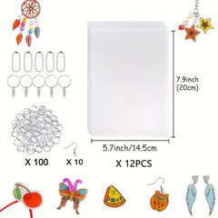 132pcs Shrink Plastic Sheets & Keychain Charms Kit