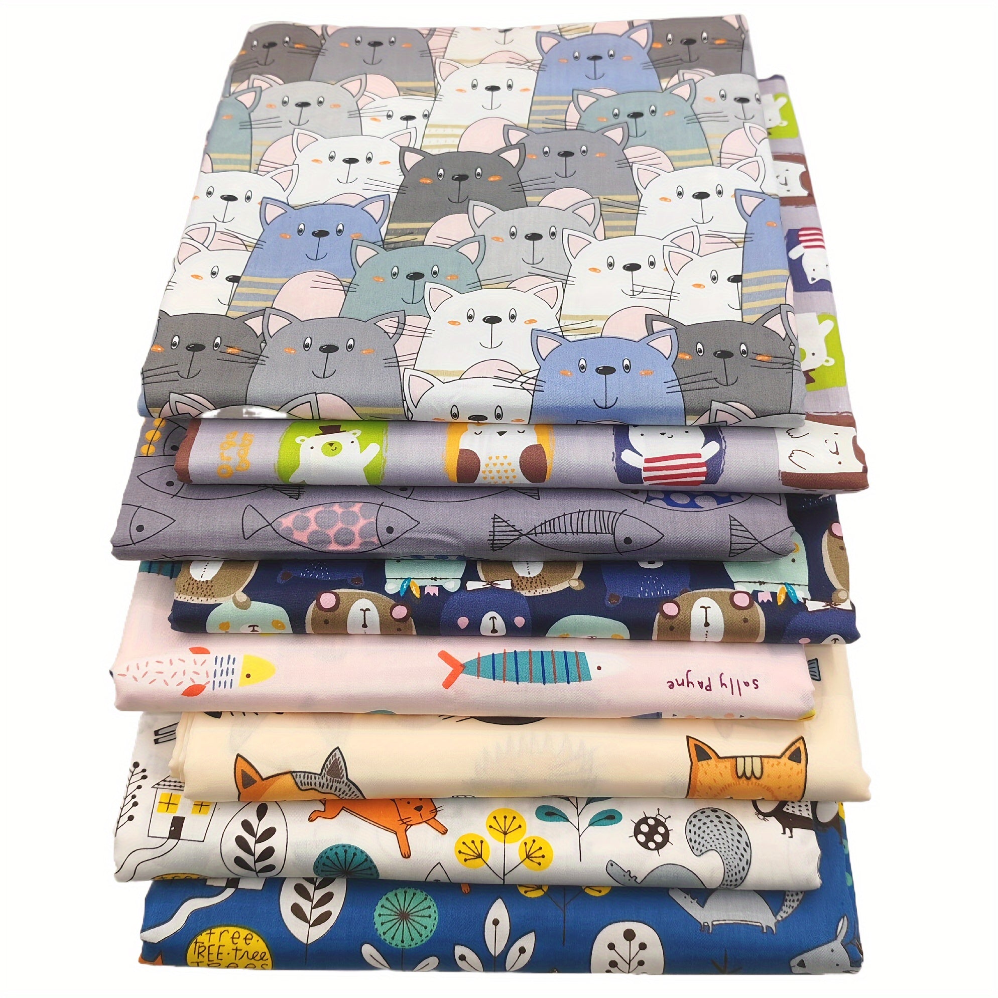 8pcs Jungle Animal Printed Cotton Patchwork DIY Sewing Material