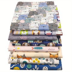 8pcs Jungle Animal Printed Cotton Patchwork DIY Sewing Material