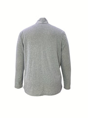 Solid Long Sleeve Open Front Cardigan With Pockets