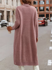 Solid Long Sleeve Open Front Cardigan